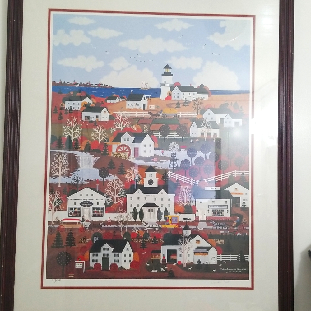 Hand signed and numbered lithograph. Indian summer in Nantucket by jane Wooster